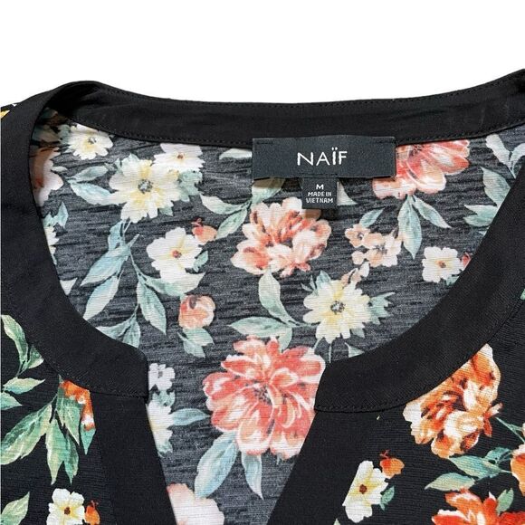 NAIF Floral Blouse Black Size Medium - Picture 4 of 5